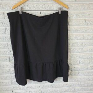 Roz Ali Womens Skirt 2X Plus Aline Knee Length Ruffle Black Poly Blend BLA1E